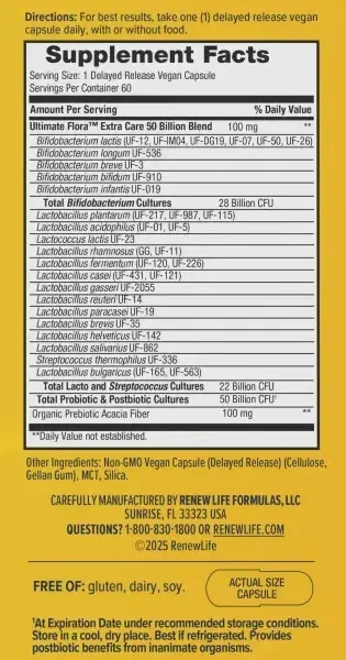 Product image for Synbiotic 3-in-1 Extra Care Ultimate Flora™ Pre &amp; Probiotic, 50 Billion CFU.