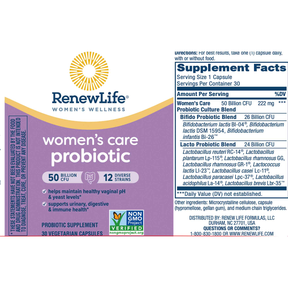 Product image for Women's Care Probiotic Capsules 50 Billion CFU.