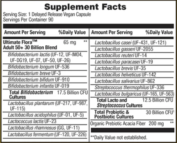 Product image for Ultimate Flora Adult 50+ 30 Billion.