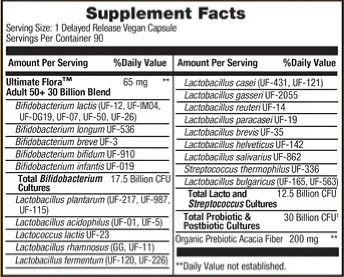 Product image for Ultimate Flora Adult 50+ 30 Billion.