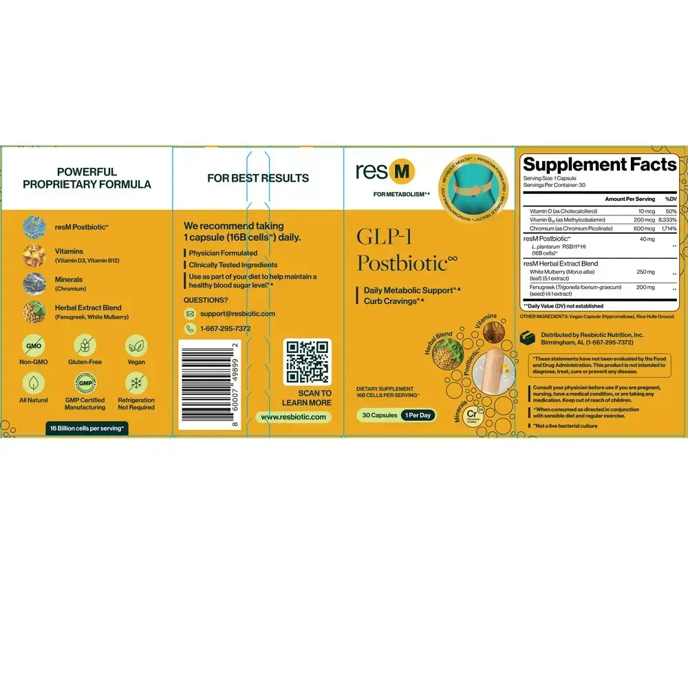 Product image for resM GLP-1 Postbiotic.