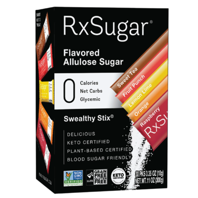 RxSugar Flavored Allulose Sugar Swealthy Stix 30 packets
