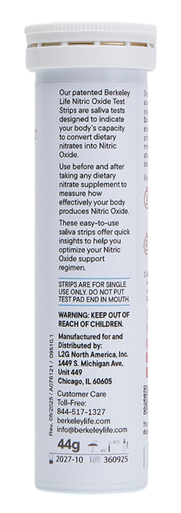 Product image for Berkeley Life Nitric Oxide Saliva Test Strip.