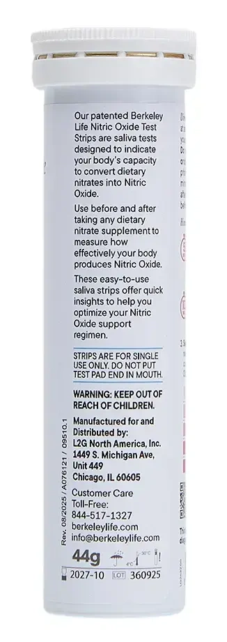 Product image for Berkeley Life Nitric Oxide Saliva Test Strip.