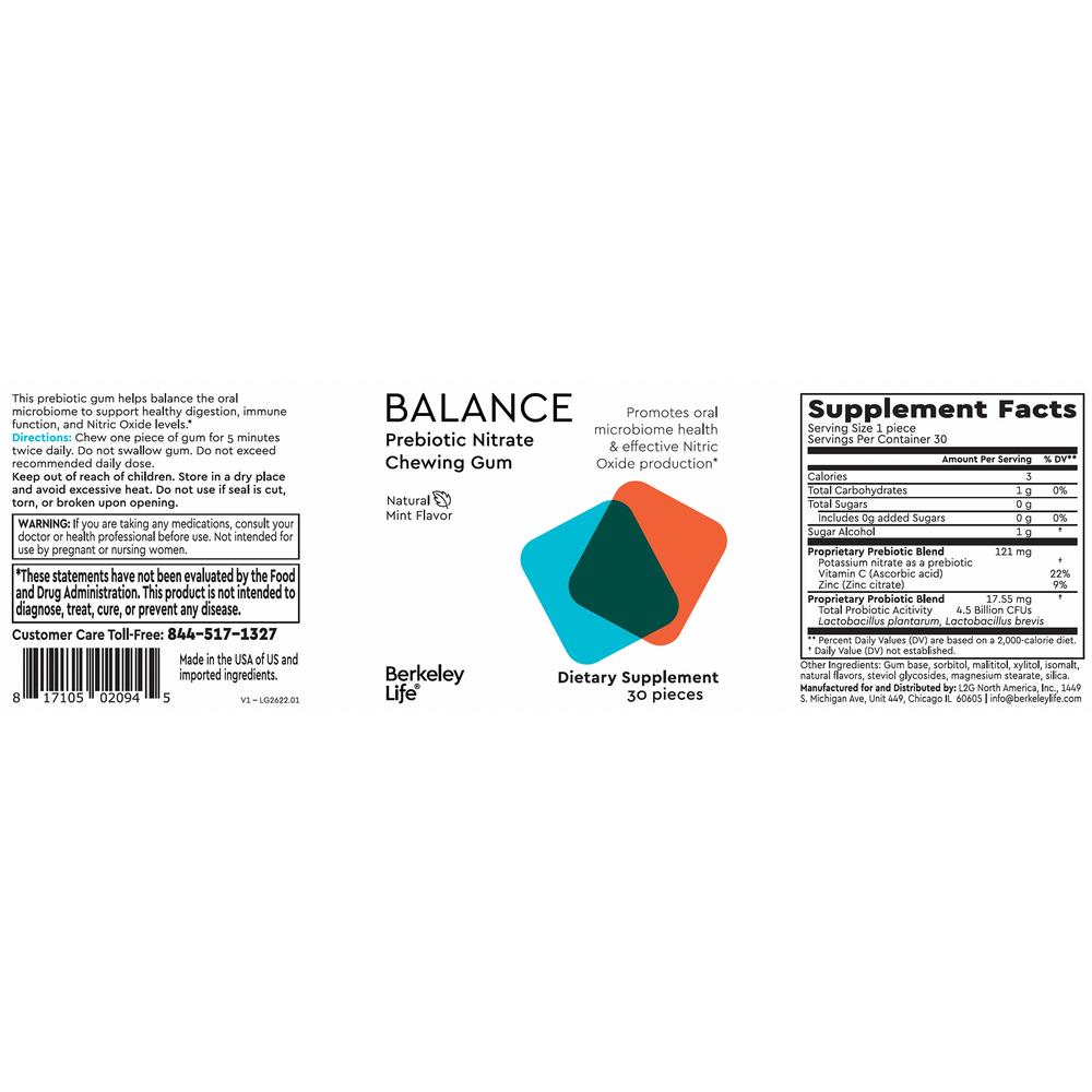 Product image for Prebiotic Nitrate Chewing Gum.