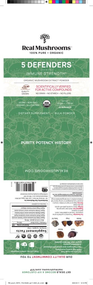 Product image for 5 Defenders™ Mushroom Extract Blend Powder.