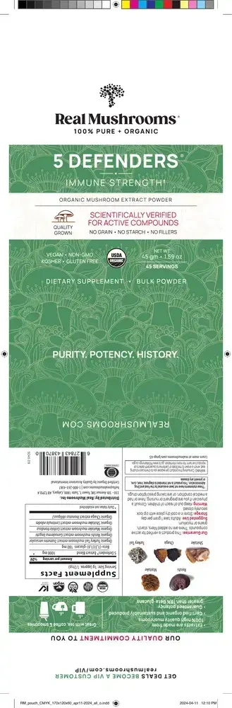 Product image for 5 Defenders™ Mushroom Extract Blend Powder.