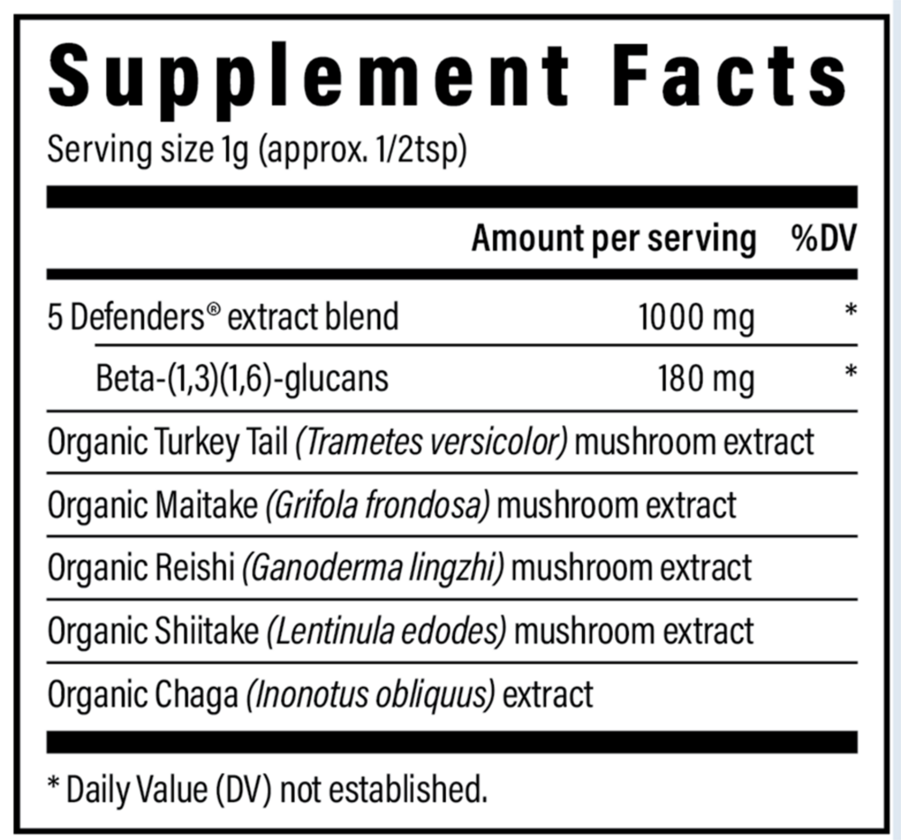 Product image for 5 Defenders™ Mushroom Extract Blend Powder.