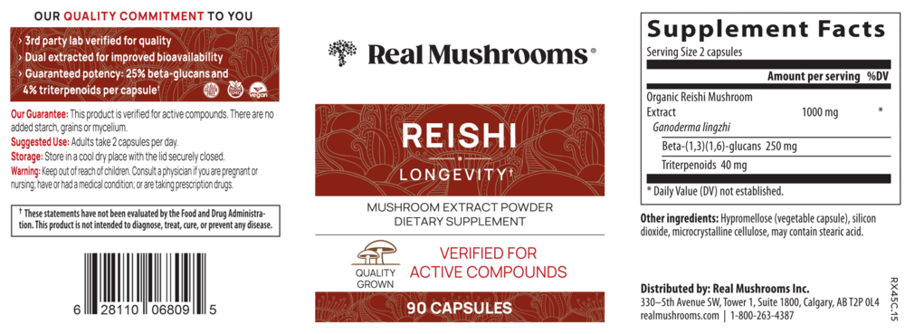 Product image for Reishi Mushroom Extract Capsules.