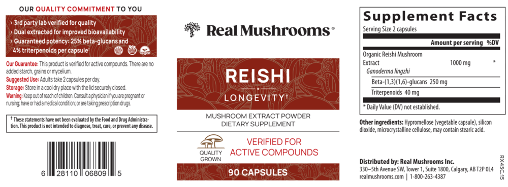 Product image for Reishi Mushroom Extract Capsules.