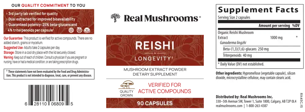 Product image for Reishi Mushroom Extract Capsules.