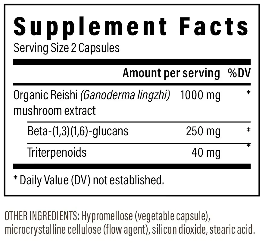 Product image for Reishi Mushroom Extract Capsules.