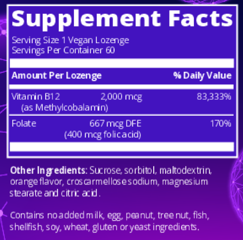 Product image for B-12 Methylcobalamin 2000mcg.