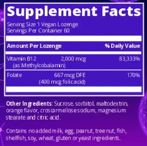 Product image for B-12 Methylcobalamin 2000mcg.