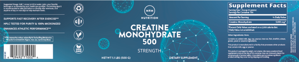 Product image for Creatine Monohydrate 500g.