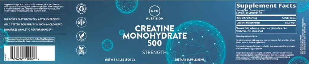Product image for Creatine Monohydrate 500g.