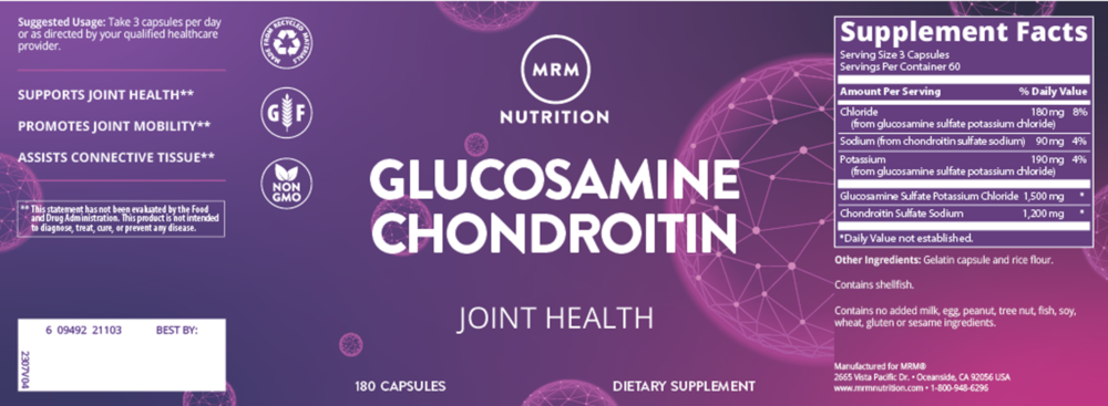 Product image for Glucosamine 1500mg/Chondroitin Sulfate 1200mg.