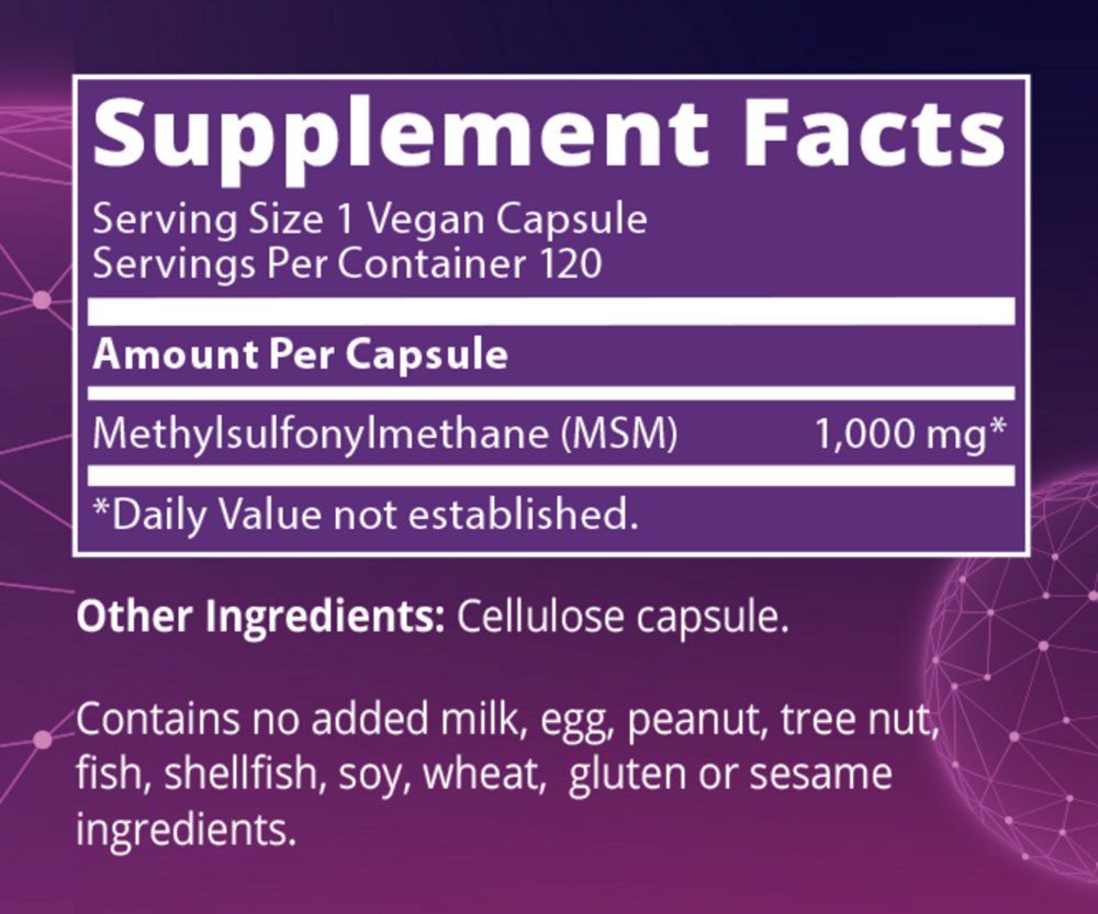 Product image for MSM 1000mg.