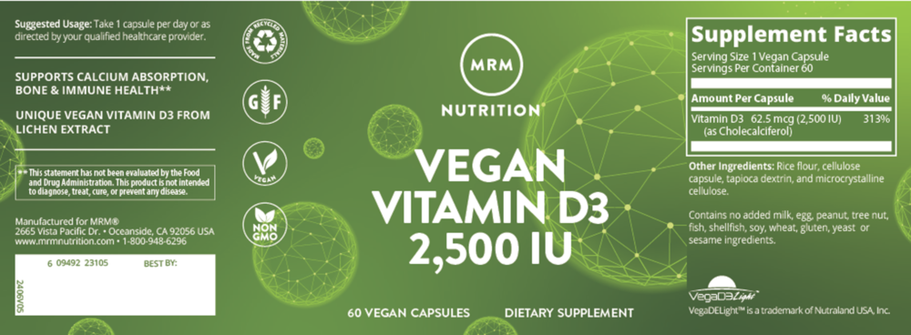 Product image for Vegan Vitamin D3 2500IU.