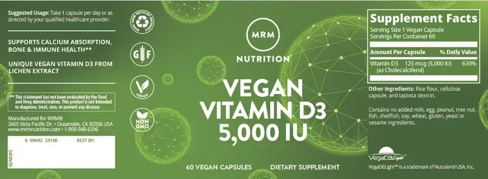 Product image for Vegan Vitamin D3 5000IU.