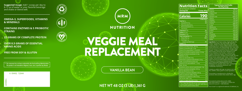 Product image for Veggie Meal Replacement, Vanilla Bean.