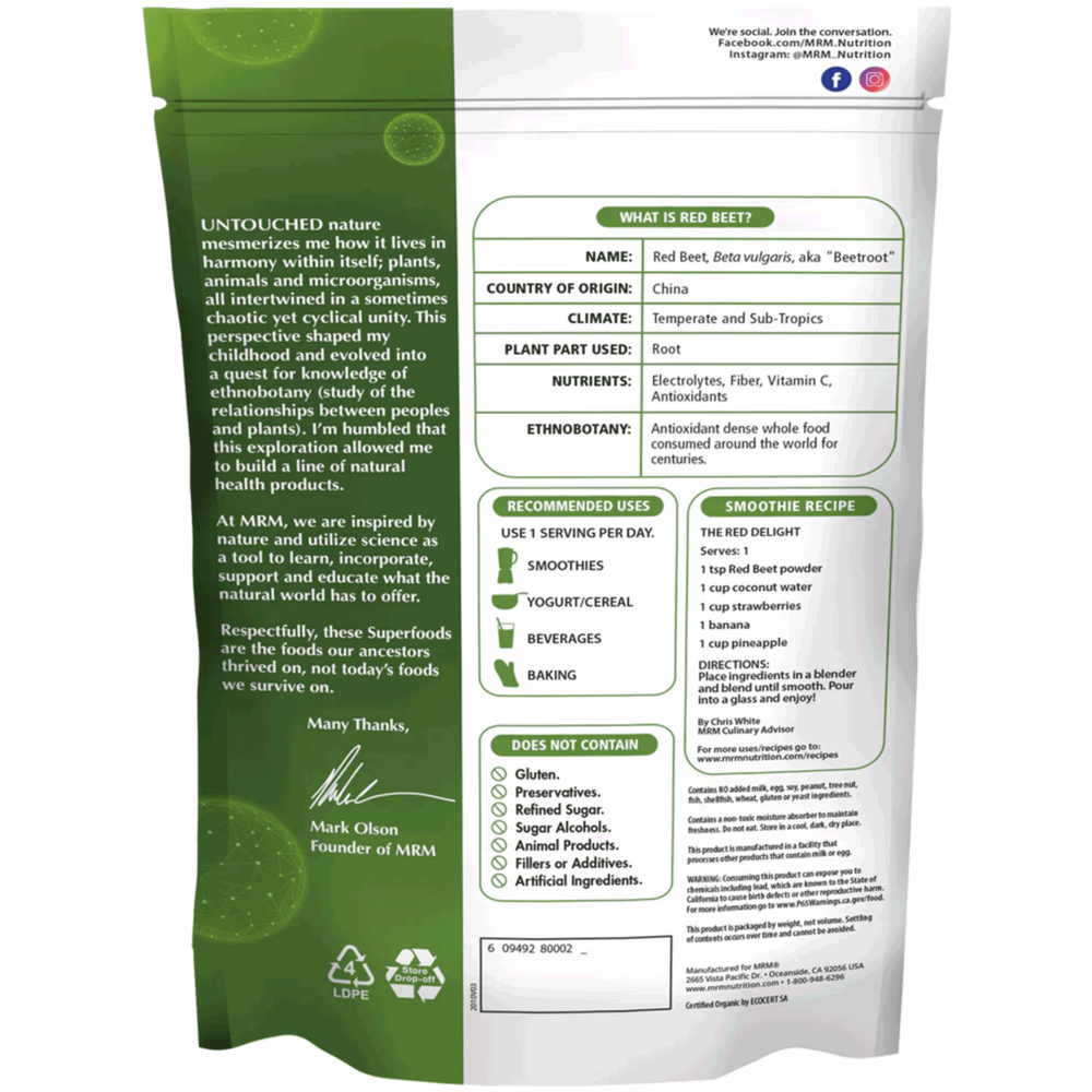 Product image for Raw Organic Red Beet Powder.