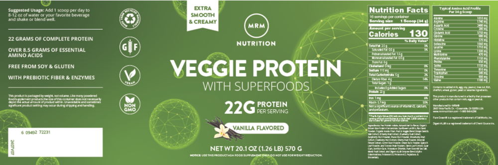 Product image for Veggie Protein Vanilla.