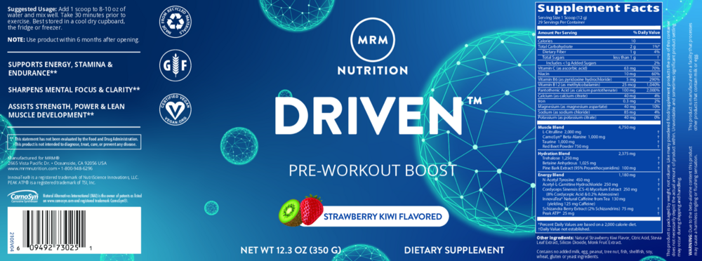 Product image for Driven™ Pre Workout Strawberry Kiwi Flavored.
