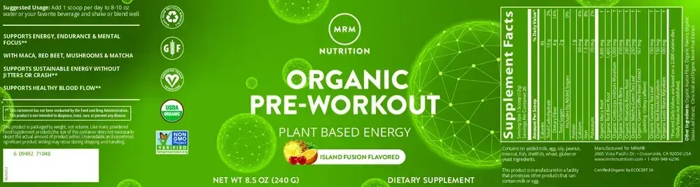 Product image for Organic Pre-Workout Island Fusion.