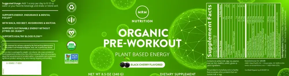 Product image for Organic Pre-Workout Black Cherry.