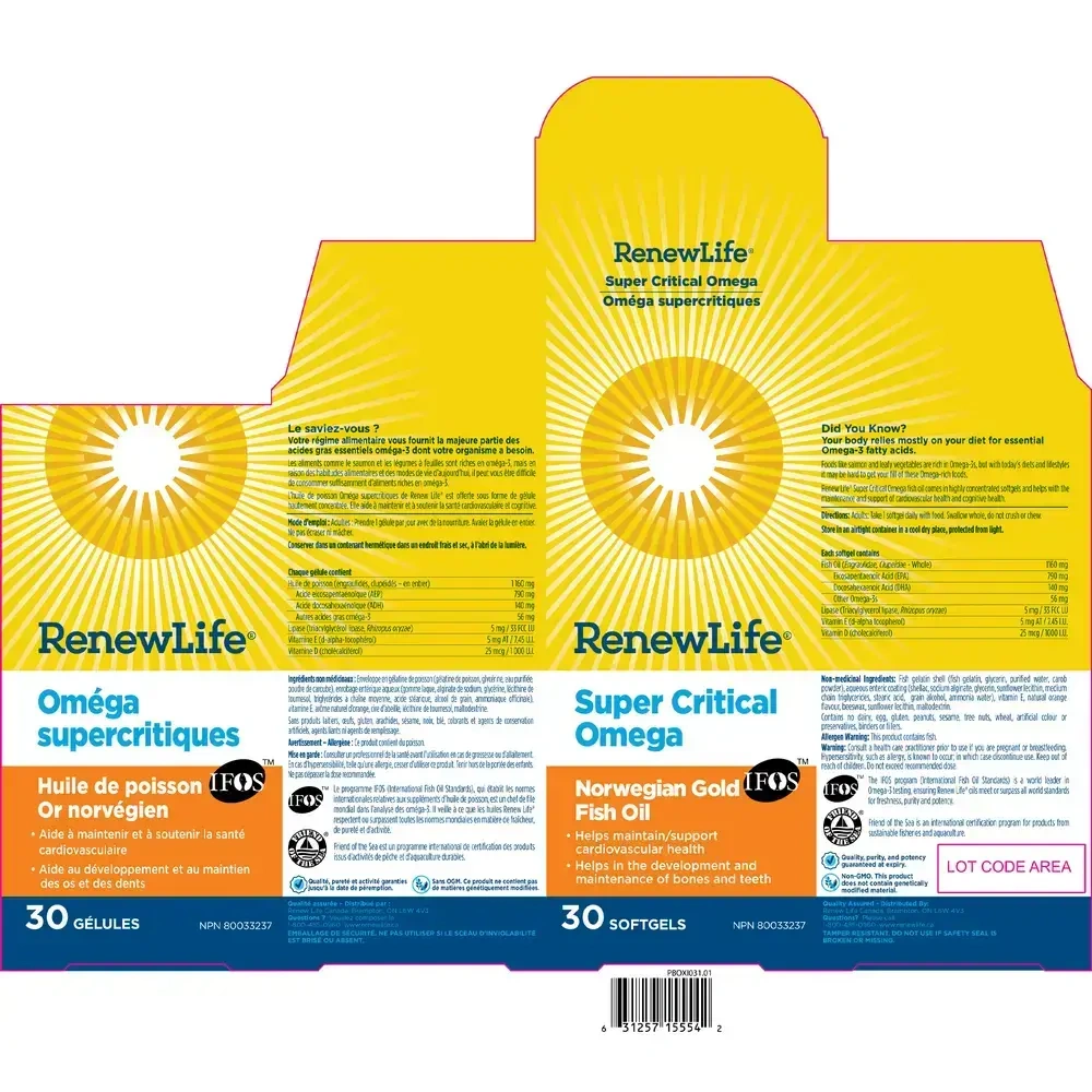 Product image for Super Critical Omega Norwegian Gold Fish Oil.