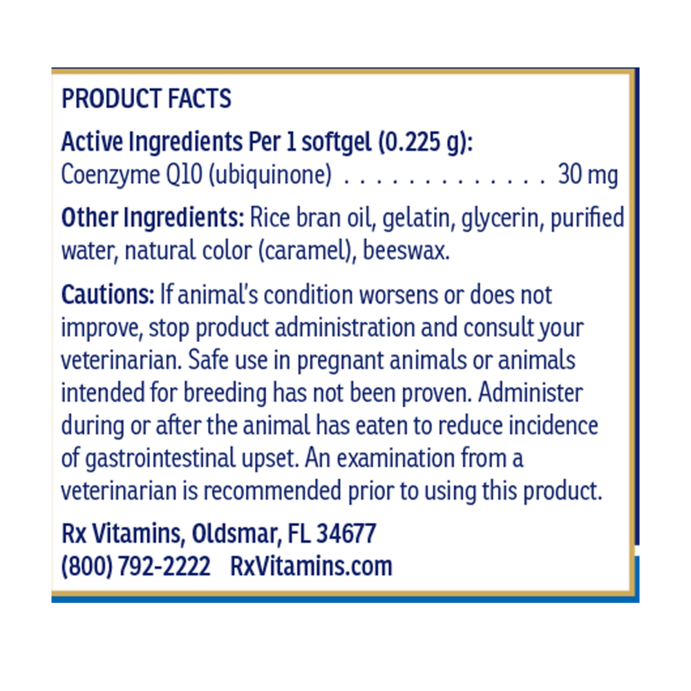 Product image for CoQ10 30 for Dogs &amp; Cats.