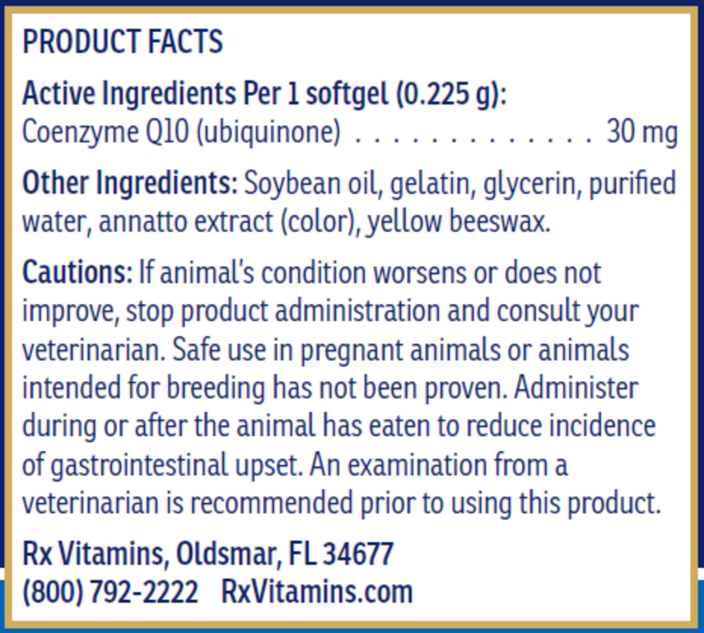 Product image for CoQ10 30 for Dogs &amp; Cats.
