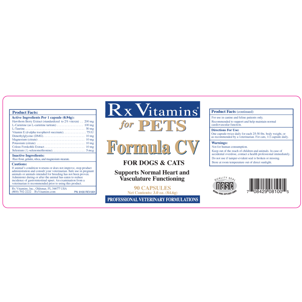 Product image for Formula CV for Dogs &amp; Cats.