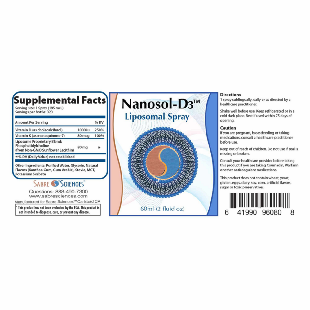 Product image for Nanosol D-3 Liposomal Spray.
