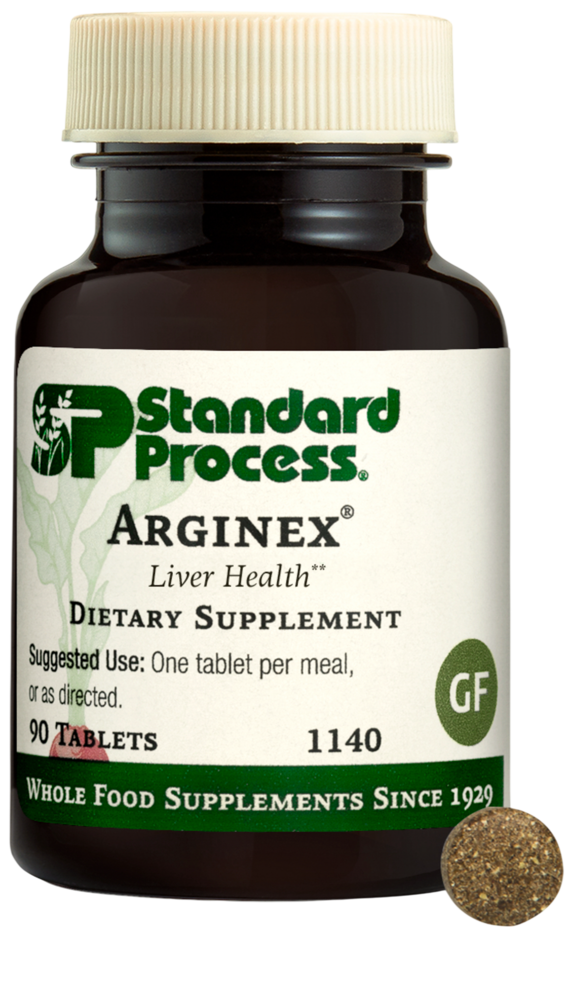 Standard Process Arginex supplement bottle — kidney and nitrogen metabolism support