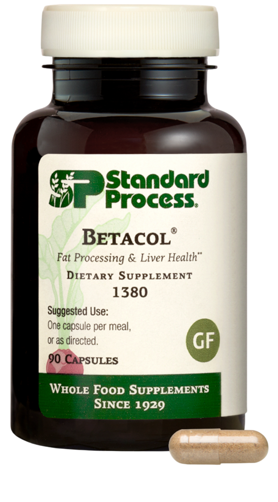 Standard Process Betacol supplement bottle — liver and bile support formula