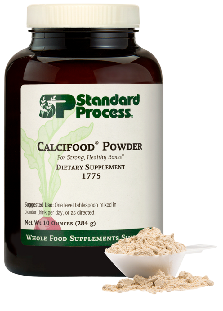 Standard Process Calcifood Powder supplement container — defatted bone meal for bone health