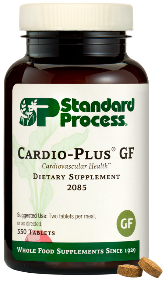 Standard Process Cardio-Plus GF supplement bottle — gluten-free whole food cardiovascular support