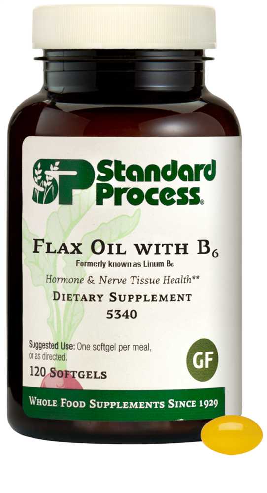 Flax Oil with B6 supplement bottle