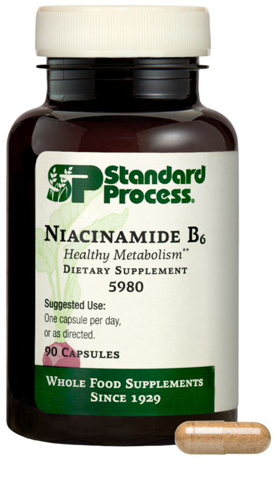 Niacinamide B6 supplement bottle