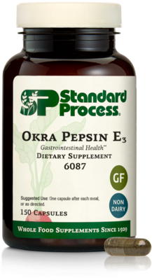 Okra Pepsin E3 (150 capsules) Product image for Okra Pepsin E3 (150 capsules). Out of stock.
