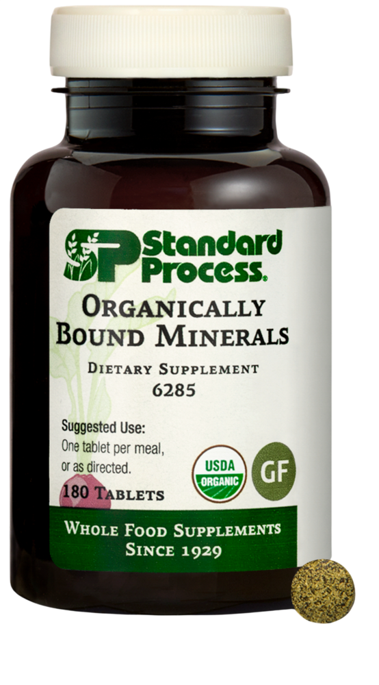 Organically Bound Minerals supplement bottle