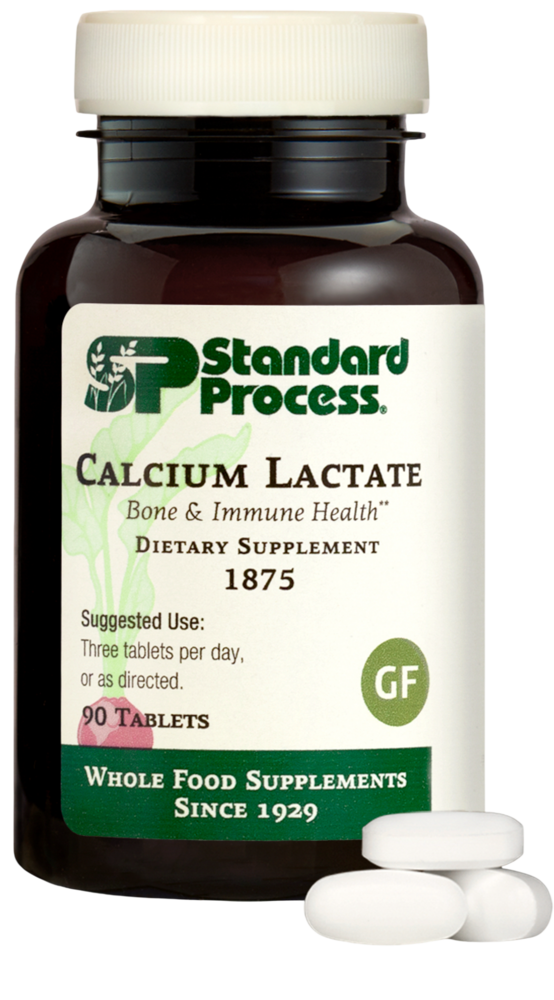 Standard Process Calcium Lactate supplement bottle — highly bioavailable calcium
