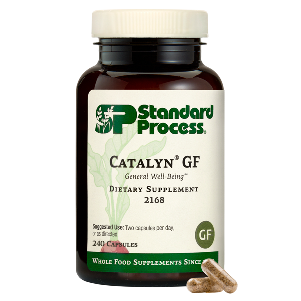Standard Process Catalyn GF supplement bottle — certified gluten-free whole food multivitamin