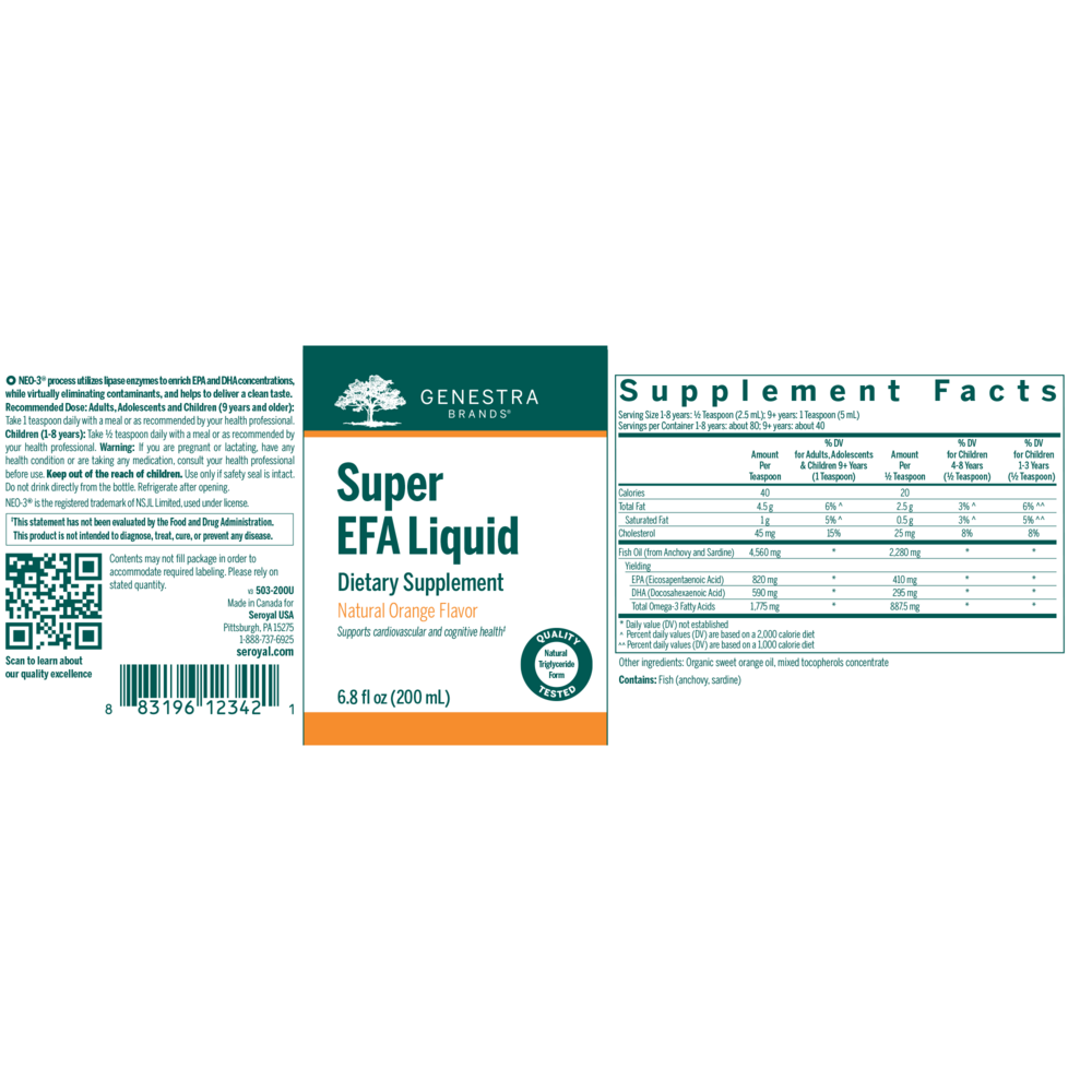 Product image for Super EFA Liquid, Natural Orange Flavor.