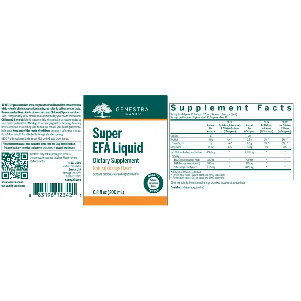 Product image for Super EFA Liquid, Natural Orange Flavor.