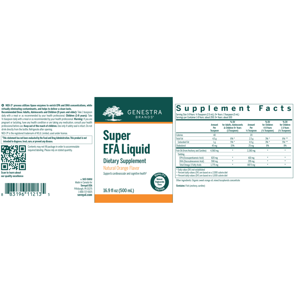 Product image for Super EFA Liquid, Natural Orange Flavor.