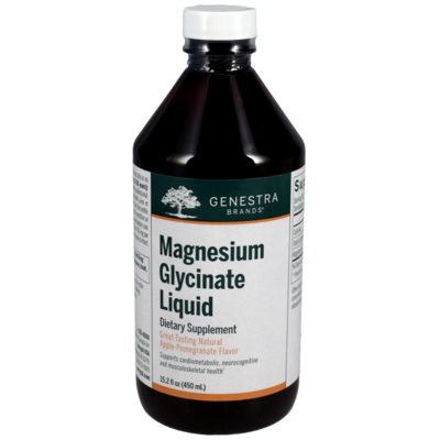 Magnesium Glycinate Liquid, Apple-Pomegranate Flavor 450 Milliliters