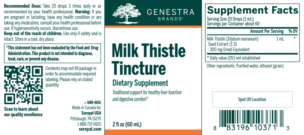 Product image for Milk Thistle Tincture.